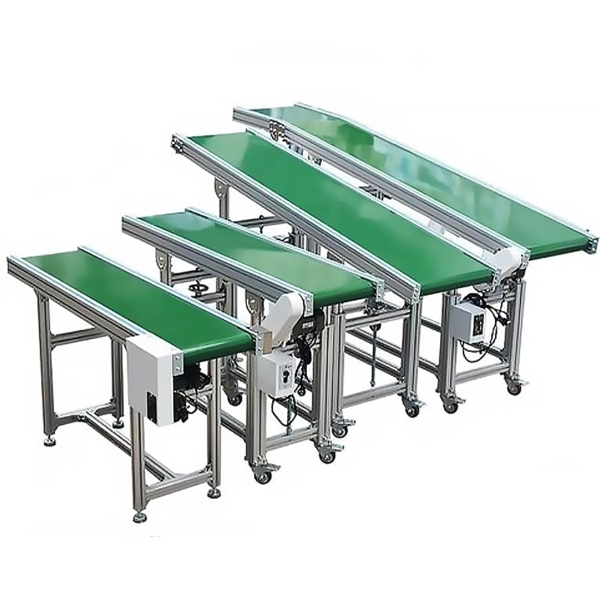 four aluminum belt conveyors with aluminum profiles