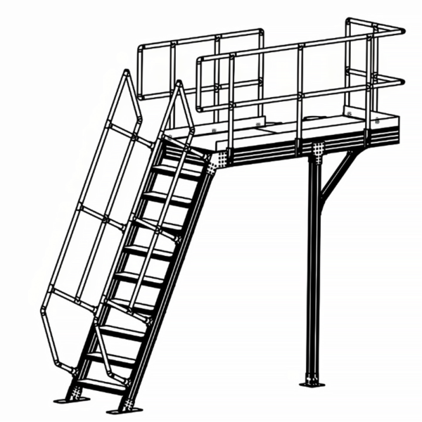 aluminum profile stairs with platform drawing